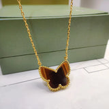 Luxury 925 Sterling Silver Butterfly Necklace with Natural Shell Rose Golden