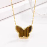 Luxury 925 Sterling Silver Butterfly Necklace with Natural Shell Rose Golden