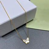 Luxury 925 Sterling Silver Butterfly Necklace with Natural Shell Rose Golden
