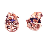 585 Purple Copper Coin Ear Studs 14K Rose Earrings Women Party Jewelry