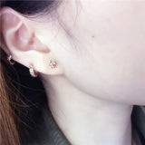 585 Purple Copper Coin Ear Studs 14K Rose Earrings Women Party Jewelry