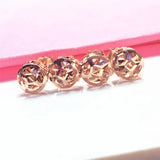 585 Purple Copper Coin Ear Studs 14K Rose Earrings Women Party Jewelry