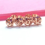 585 Purple Copper Coin Ear Studs 14K Rose Earrings Women Party Jewelry