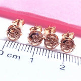 585 Purple Copper Coin Ear Studs 14K Rose Earrings Women Party Jewelry