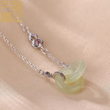 Hetian Jade Gourd Double Round Pendant Necklace by Silver Palace Jewelry