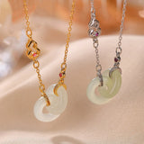 Hetian Jade Gourd Double Round Pendant Necklace by Silver Palace Jewelry