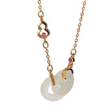 Hetian Jade Gourd Double Round Pendant Necklace by Silver Palace Jewelry