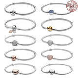 Rose Bucket Clasp 925 Sterling Silver Heart Bracelet for Charm Beads