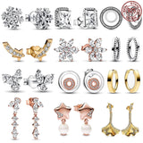 925 Sterling Silver Pearl Star Earrings, Gingko Leaf Snowflake Charm Jewelry