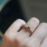 Silver Inlaid Cornflower Gemstone Ring, Wedding Jewelry