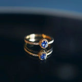 Silver Inlaid Cornflower Gemstone Ring, Wedding Jewelry