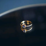 Silver Inlaid Cornflower Gemstone Ring, Wedding Jewelry
