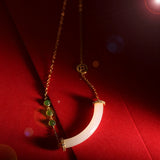 Silver Inlaid Hetian Jade Pendant, Ancient Chinese Smiling Necklace