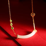 Silver Inlaid Hetian Jade Pendant, Ancient Chinese Smiling Necklace