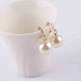 Big Pearl Clip On Earrings 14mm No Piercing Cushion Style Jewelry