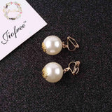 Big Pearl Clip On Earrings 14mm No Piercing Cushion Style Jewelry