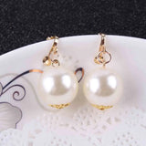 Big Pearl Clip On Earrings 14mm No Piercing Cushion Style Jewelry