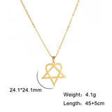 Classic Heartagram Star Heart Stainless Steel Pendant Necklace