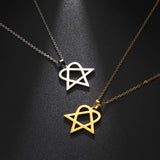 Classic Heartagram Star Heart Stainless Steel Pendant Necklace