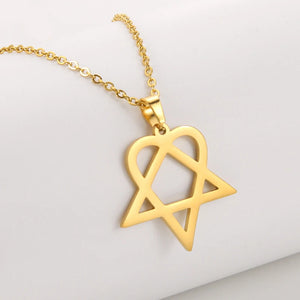 Classic Heartagram Star Heart Stainless Steel Pendant Necklace