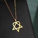 Classic Heartagram Star Heart Stainless Steel Pendant Necklace