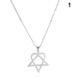 Classic Heartagram Star Heart Stainless Steel Pendant Necklace