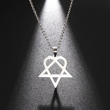 Classic Heartagram Star Heart Stainless Steel Pendant Necklace
