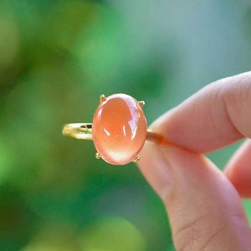 Vintage Red Chalcedony Engagement Ring