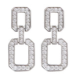 925 Silver Square Diamond Earrings Wedding Jewelry