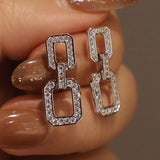 925 Silver Square Diamond Earrings Wedding Jewelry