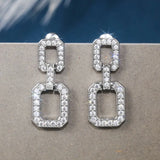 925 Silver Square Diamond Earrings Wedding Jewelry