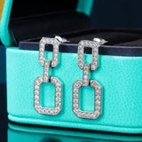 925 Silver Square Diamond Earrings Wedding Jewelry