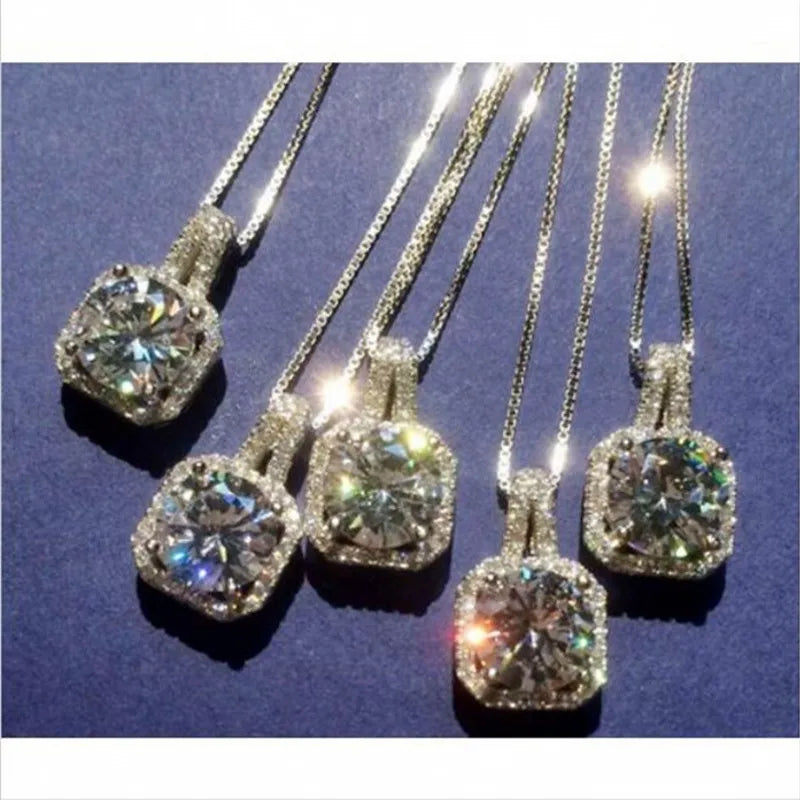 Sterling Silver Square Necklace Sapphire Wedding Necklaces