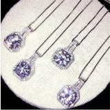 Sterling Silver Square Necklace Sapphire Wedding Necklaces