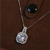 Sterling Silver Square Necklace Sapphire Wedding Necklaces