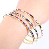 Stainless Steel Crystal Bangles Set