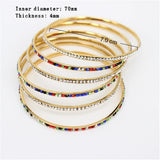 Stainless Steel Crystal Bangles Set