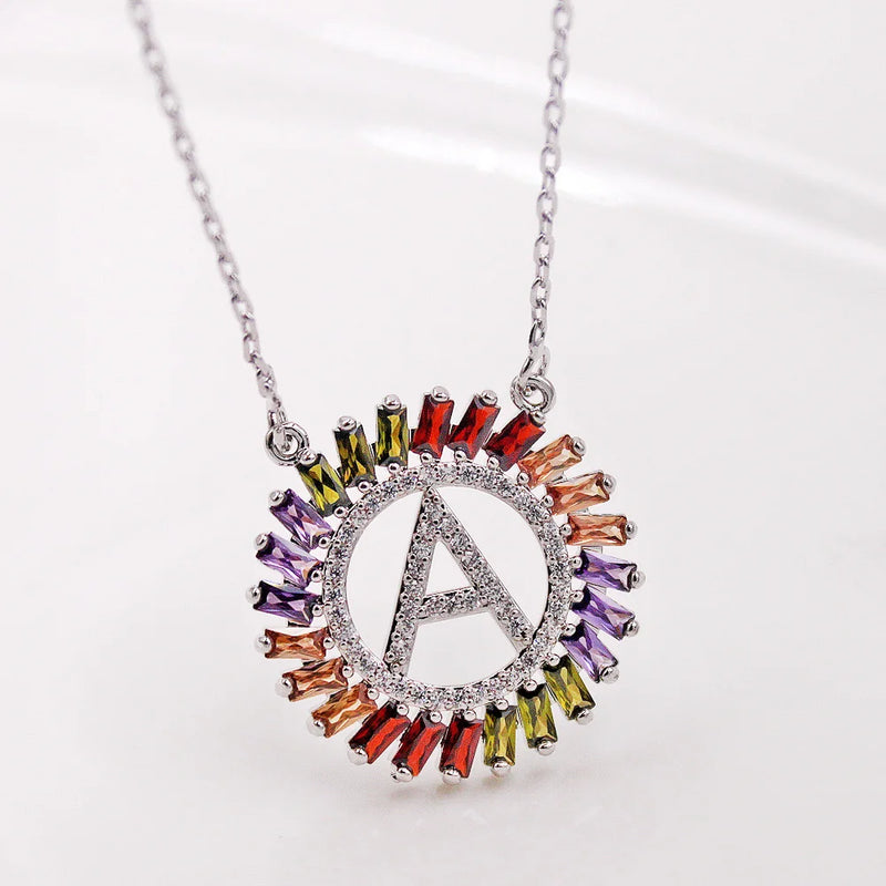 Classica Letters Necklace Pendant Red Green Purple Zircon Stone