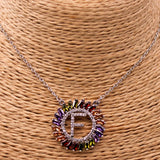 Classica Letters Necklace Pendant Red Green Purple Zircon Stone