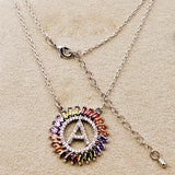 Classica Letters Necklace Pendant Red Green Purple Zircon Stone