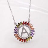 Classica Letters Necklace Pendant Red Green Purple Zircon Stone