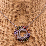 Classica Letters Necklace Pendant Red Green Purple Zircon Stone
