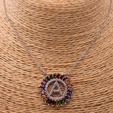 Classica Letters Necklace Pendant Red Green Purple Zircon Stone