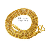 Classic 24K Yellow Plated Men's Necklace, Domineering Chain for Wedding