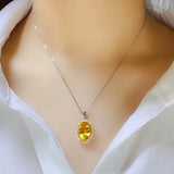3 Carats Oval Citrine Gemstone Pendant Necklace 18k Filled Jewelry