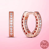 925 Silver CZ Circle Stud Earrings Clear Round Cubic Zirconia