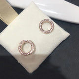 925 Silver CZ Circle Stud Earrings Clear Round Cubic Zirconia