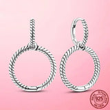 925 Silver CZ Circle Stud Earrings Clear Round Cubic Zirconia