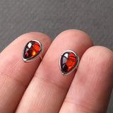 Classical 9mm Amber Earrings for Women Tiny Square Stud Ear Jewelry