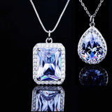 5A Zircon Water Drop Pendant Necklace 18k Filled Jewelry